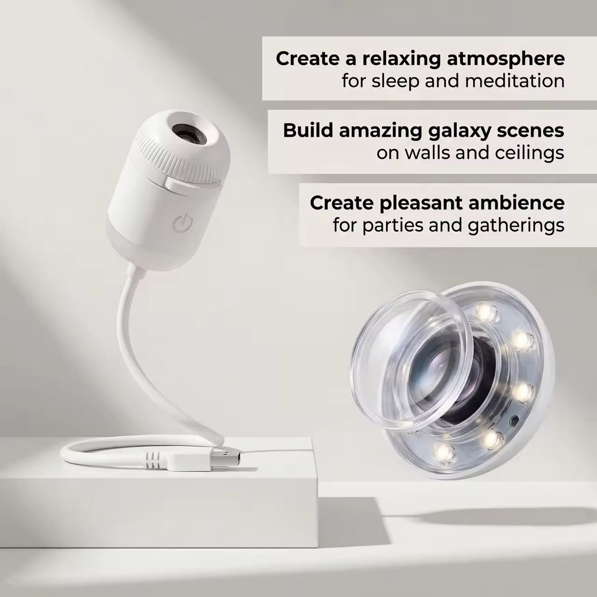 USB Galaxy star projector night light (4 slides)