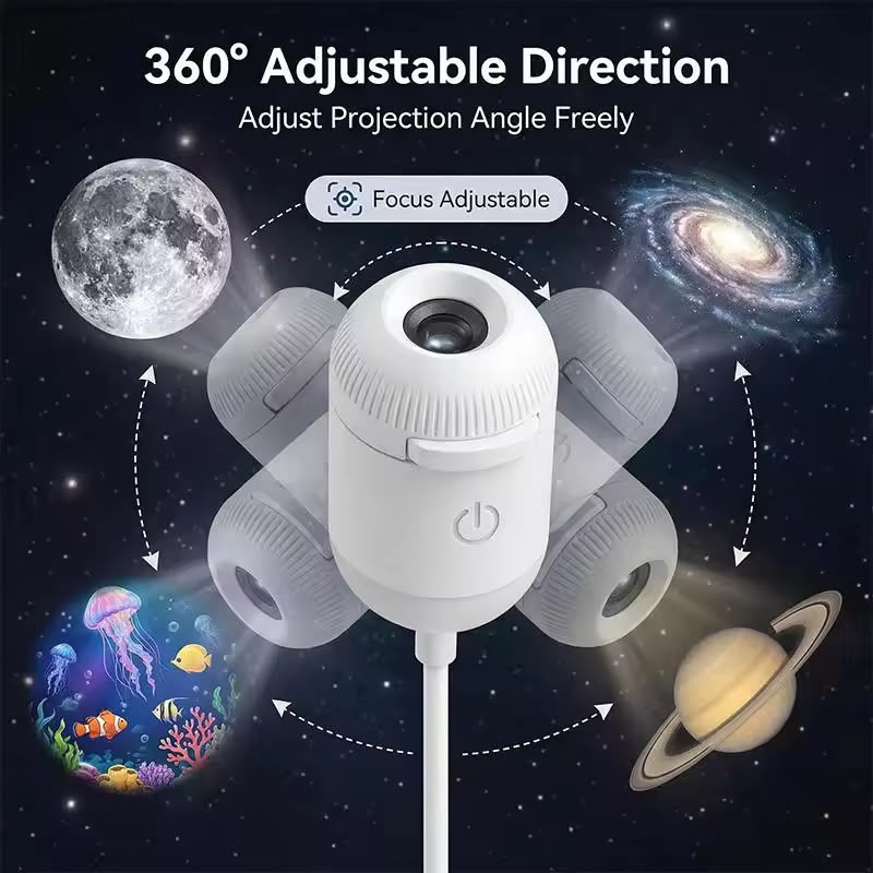USB Galaxy star projector night light (4 slides)