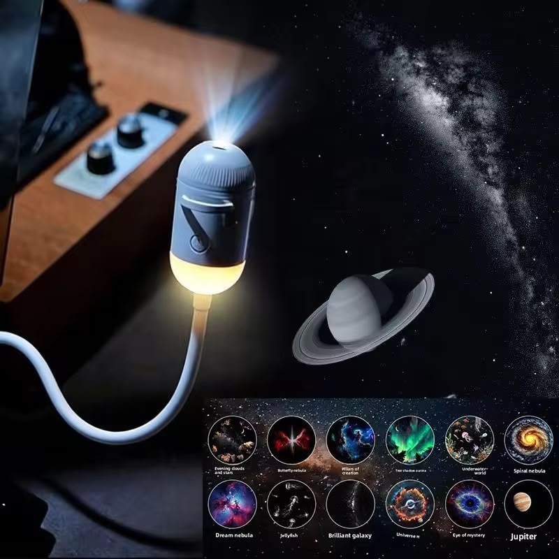 USB Galaxy star projector night light (4 slides)